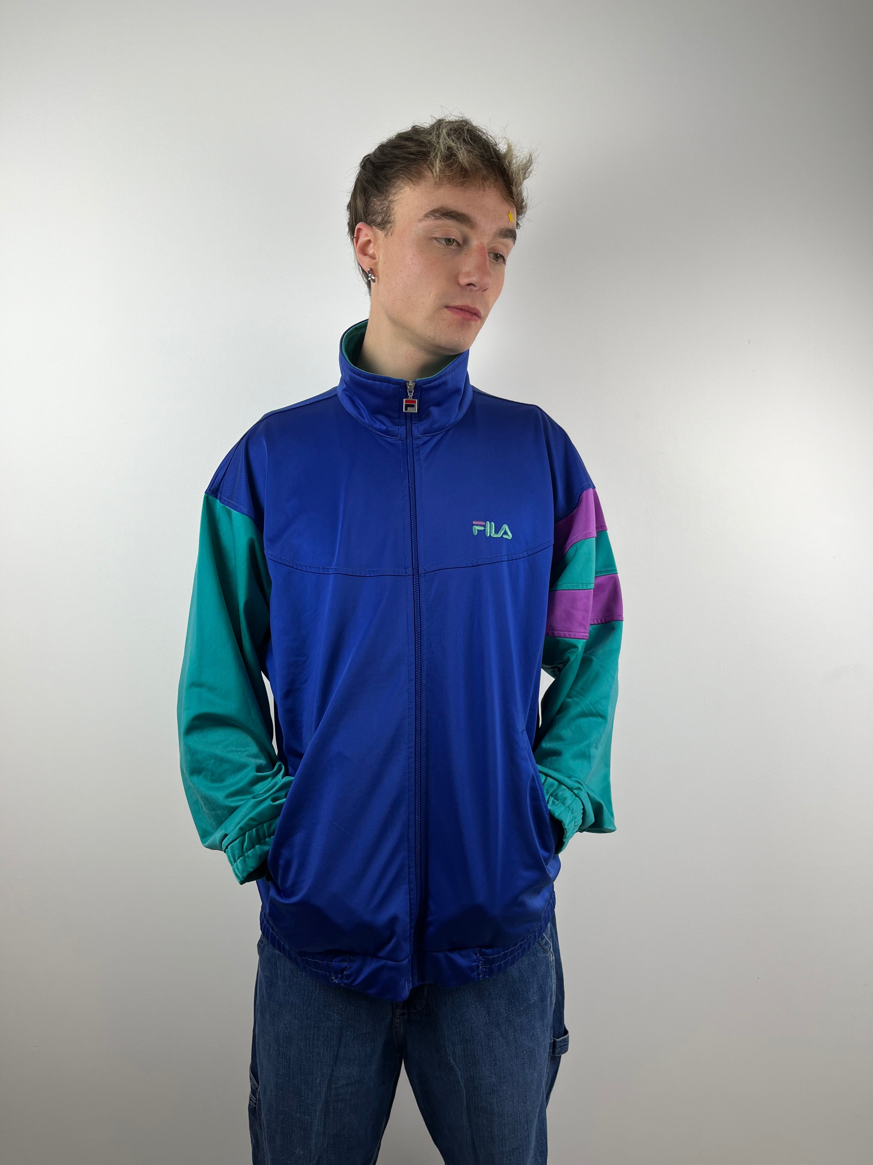 Vintage Blue Fila Sports Jacket Public Romance