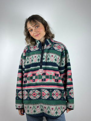 Vintage cosy patterned fleece 