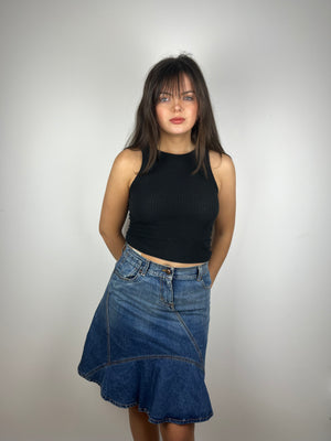 Vintage Y2K asymmetrical denim skirt