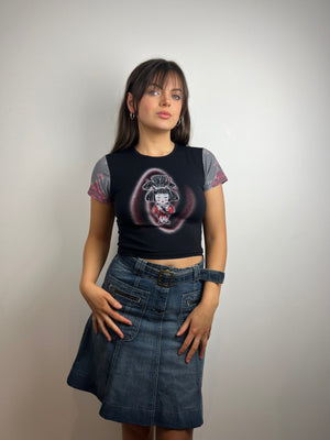 Vintage Y2K denim skirt with belt