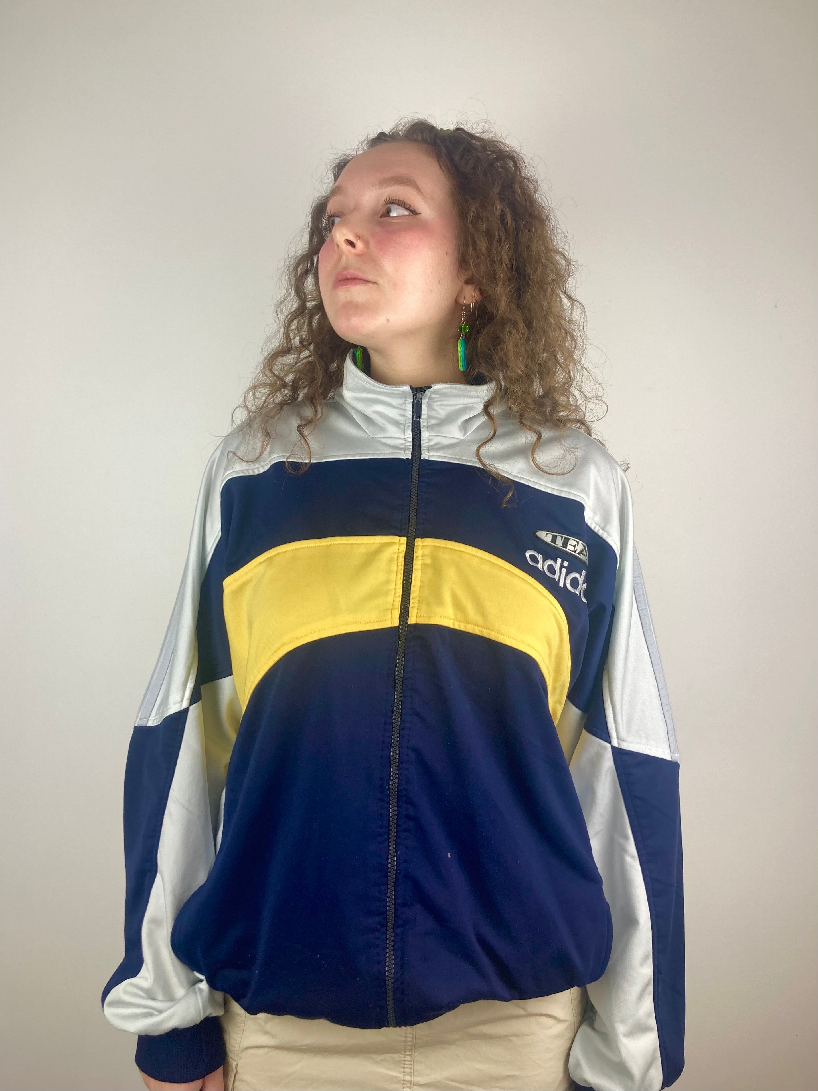 Vintage yellow navy adidas sports jacket