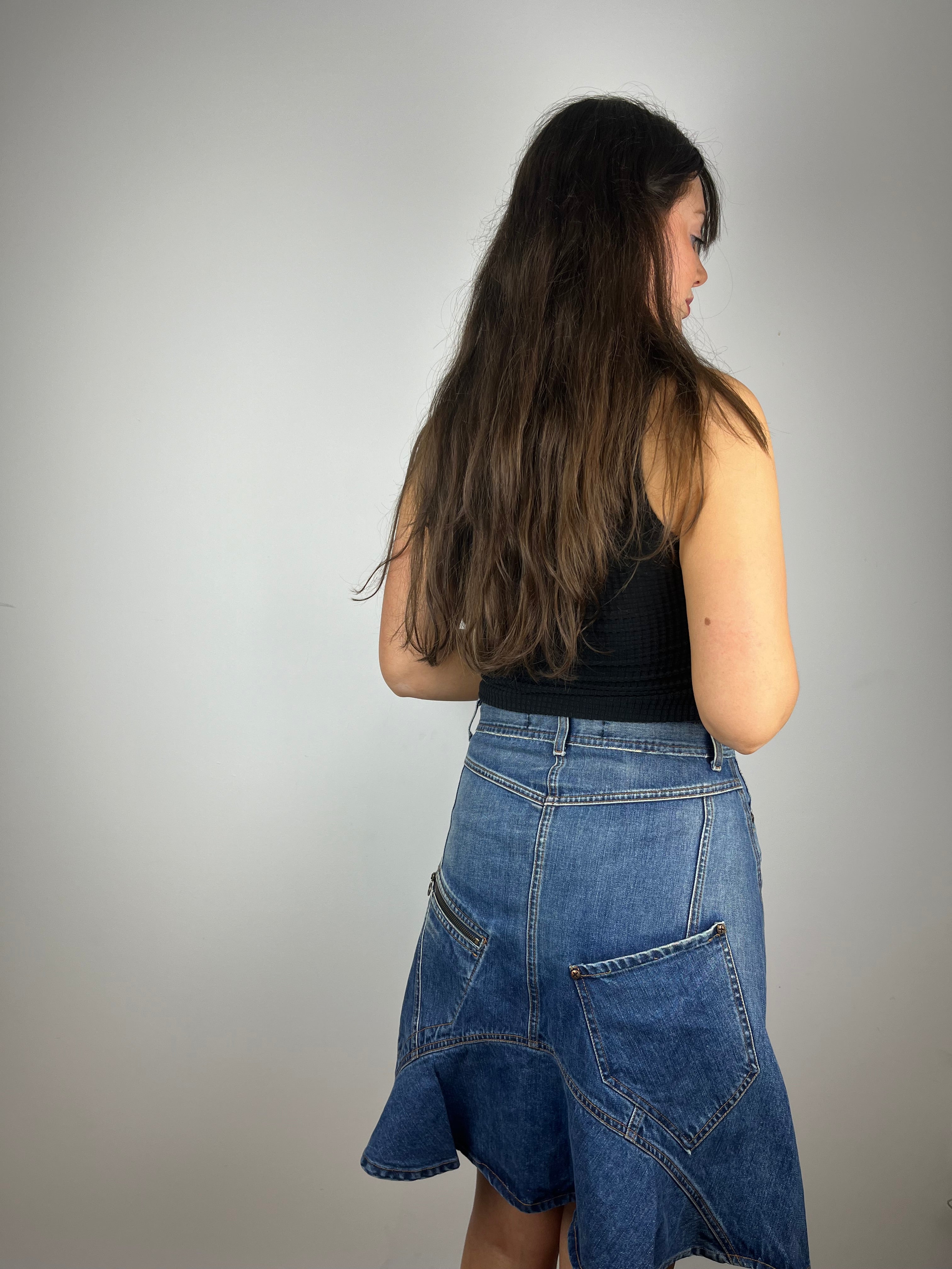 Vintage Y2K asymmetrical denim skirt