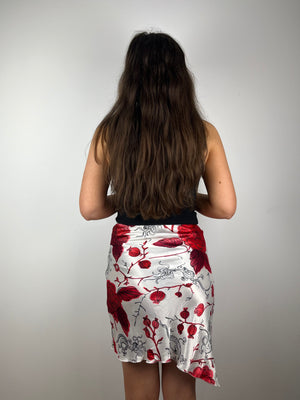 Vintage white red floral Y2K skirt