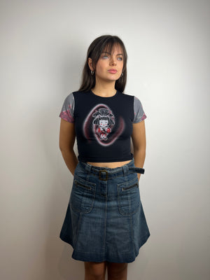 Vintage Y2K denim skirt with belt