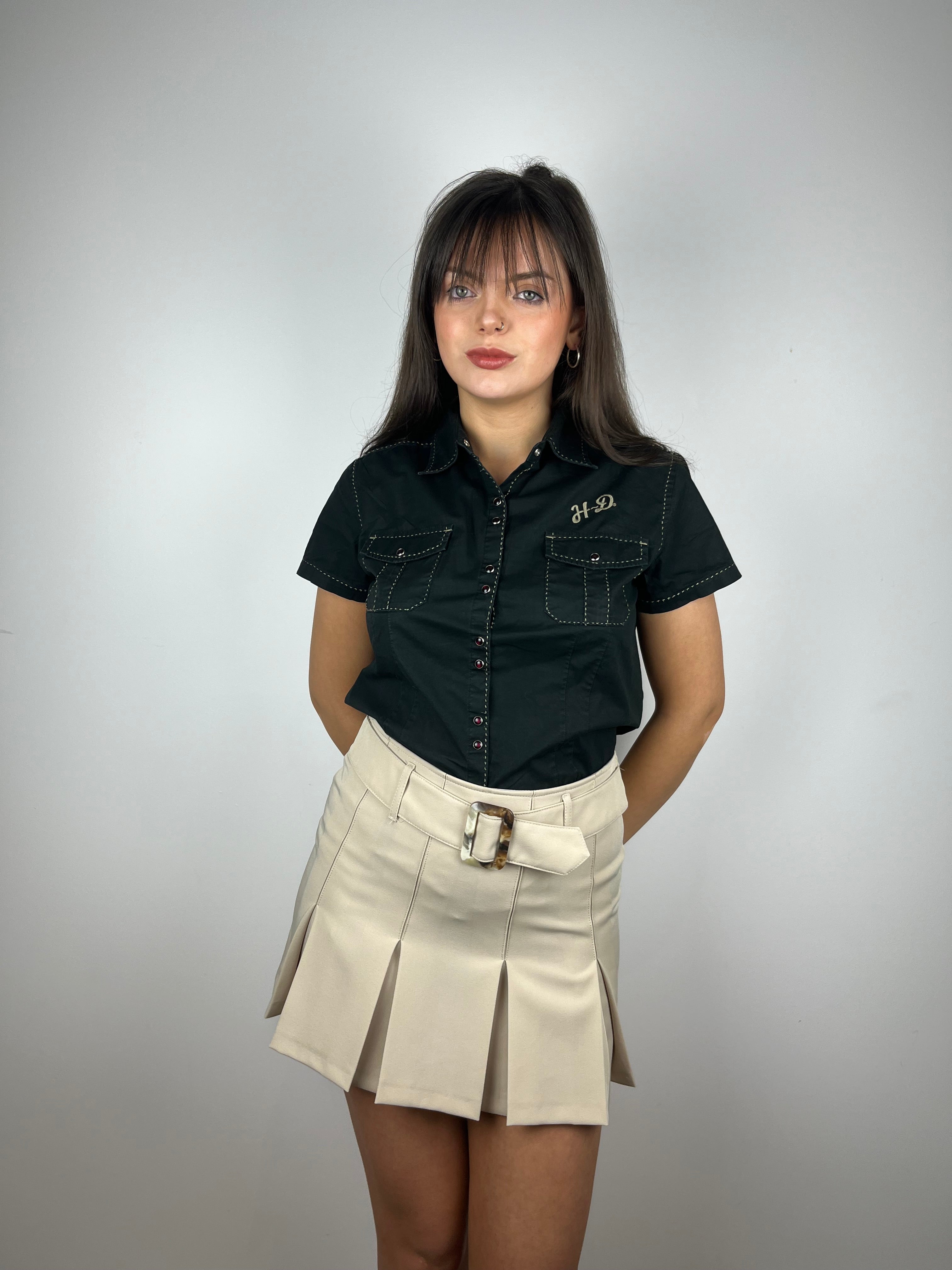 Vintage Y2K pleated cream mini skirt