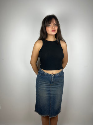 Vintage denim Y2K midi skirt