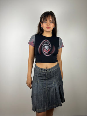 Vintage Y2K denim pleated skirt