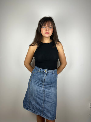 Vintage Y2K denim midi skirt