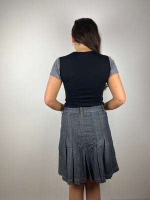 Vintage Y2K denim pleated skirt