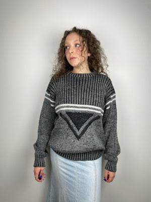 Vintage black and white Lacoste knit jumper