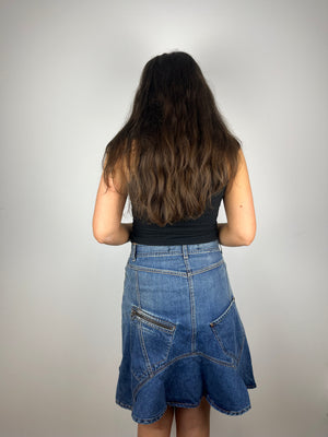 Vintage Y2K asymmetrical denim skirt