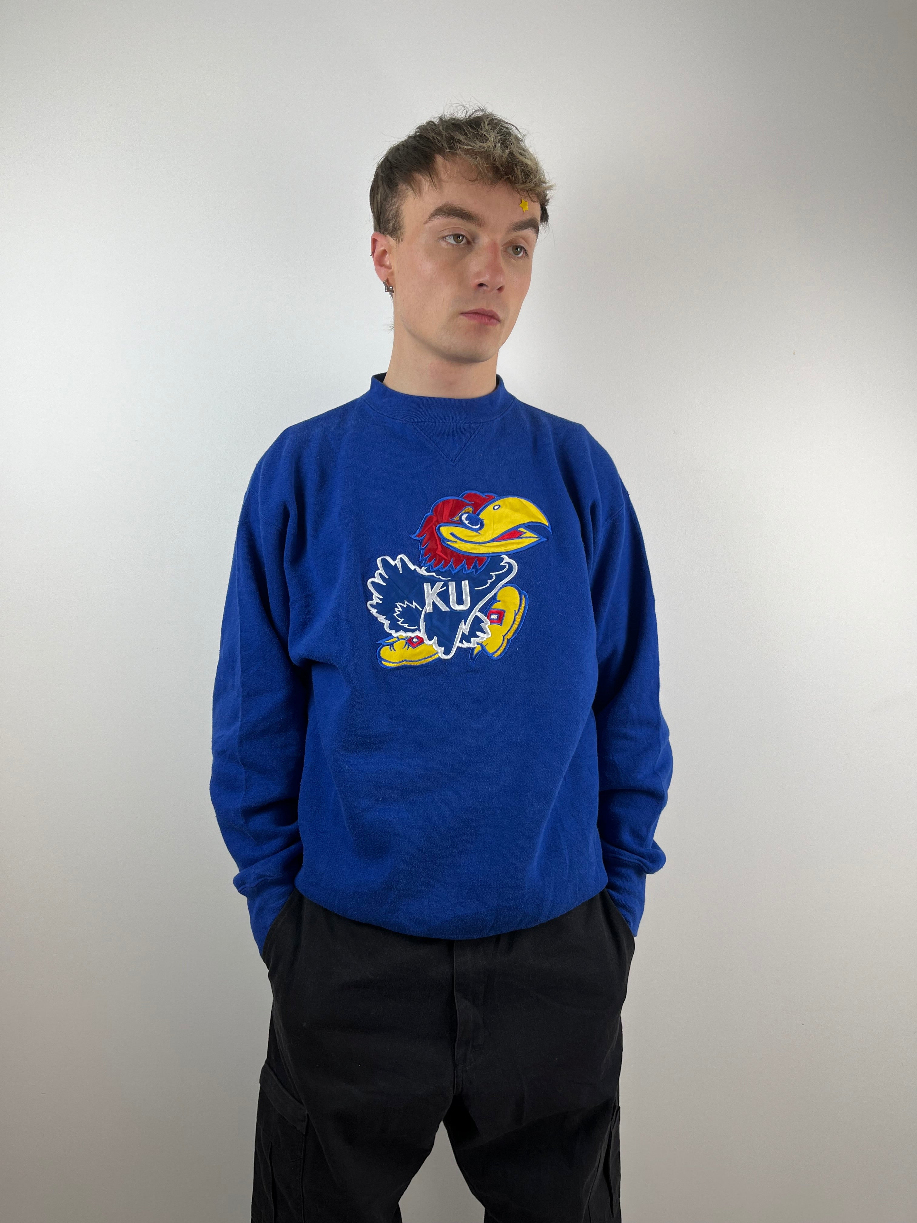 Vintage blue American football mascot sweatshirt 