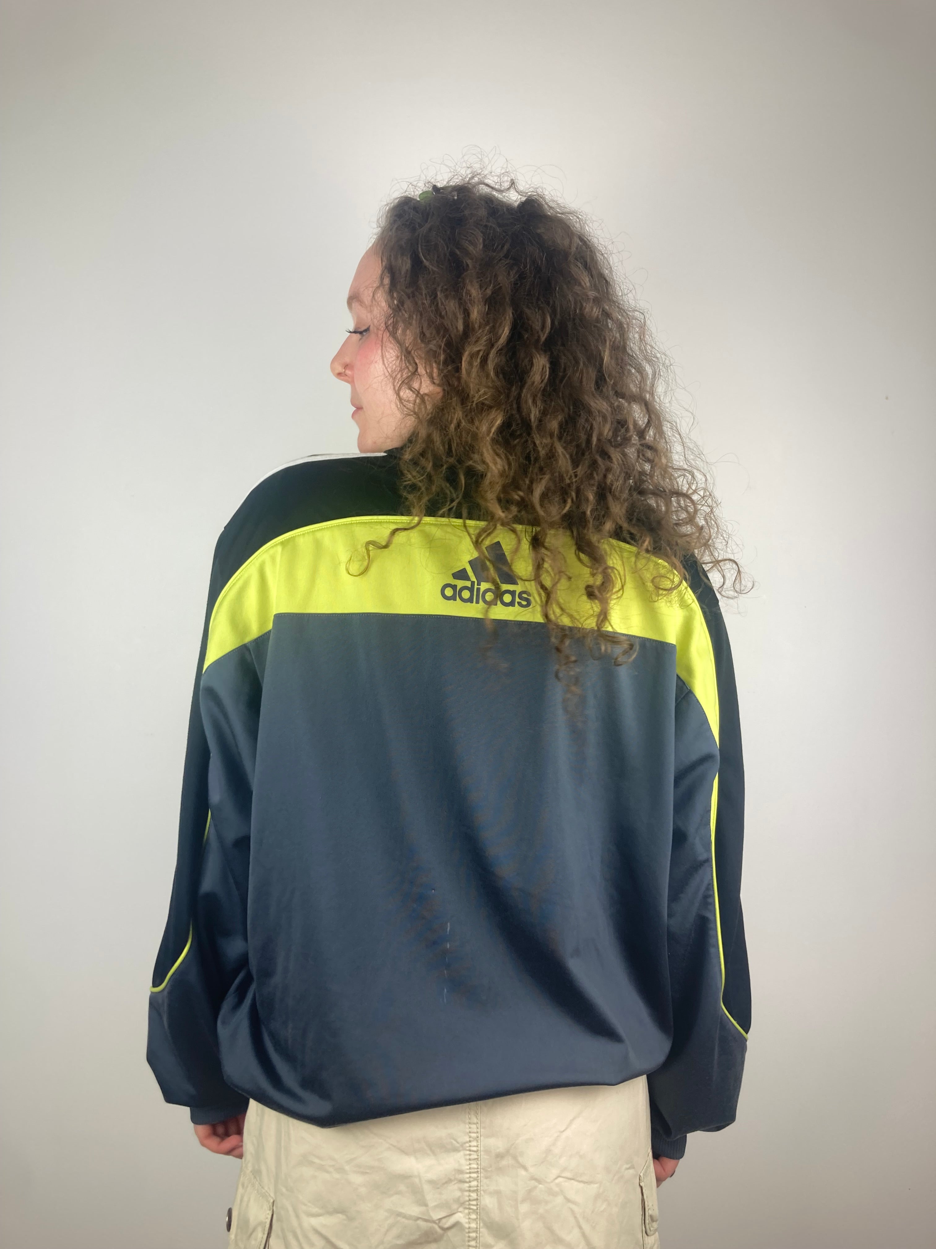 Vintage grey and green adidas sports jacket