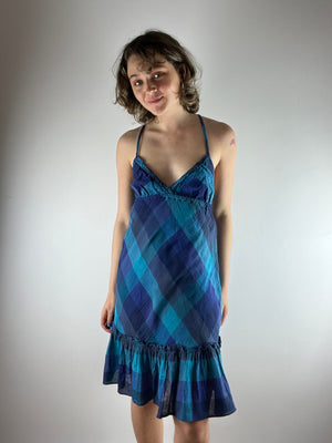 Vintage blue checkered dress