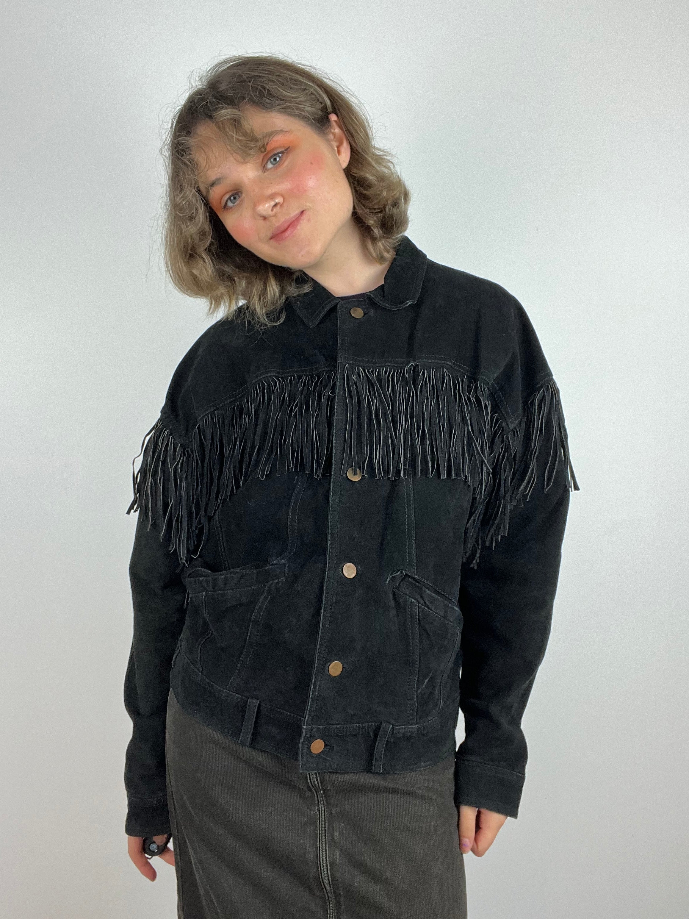 Vintage black suede jacket size small