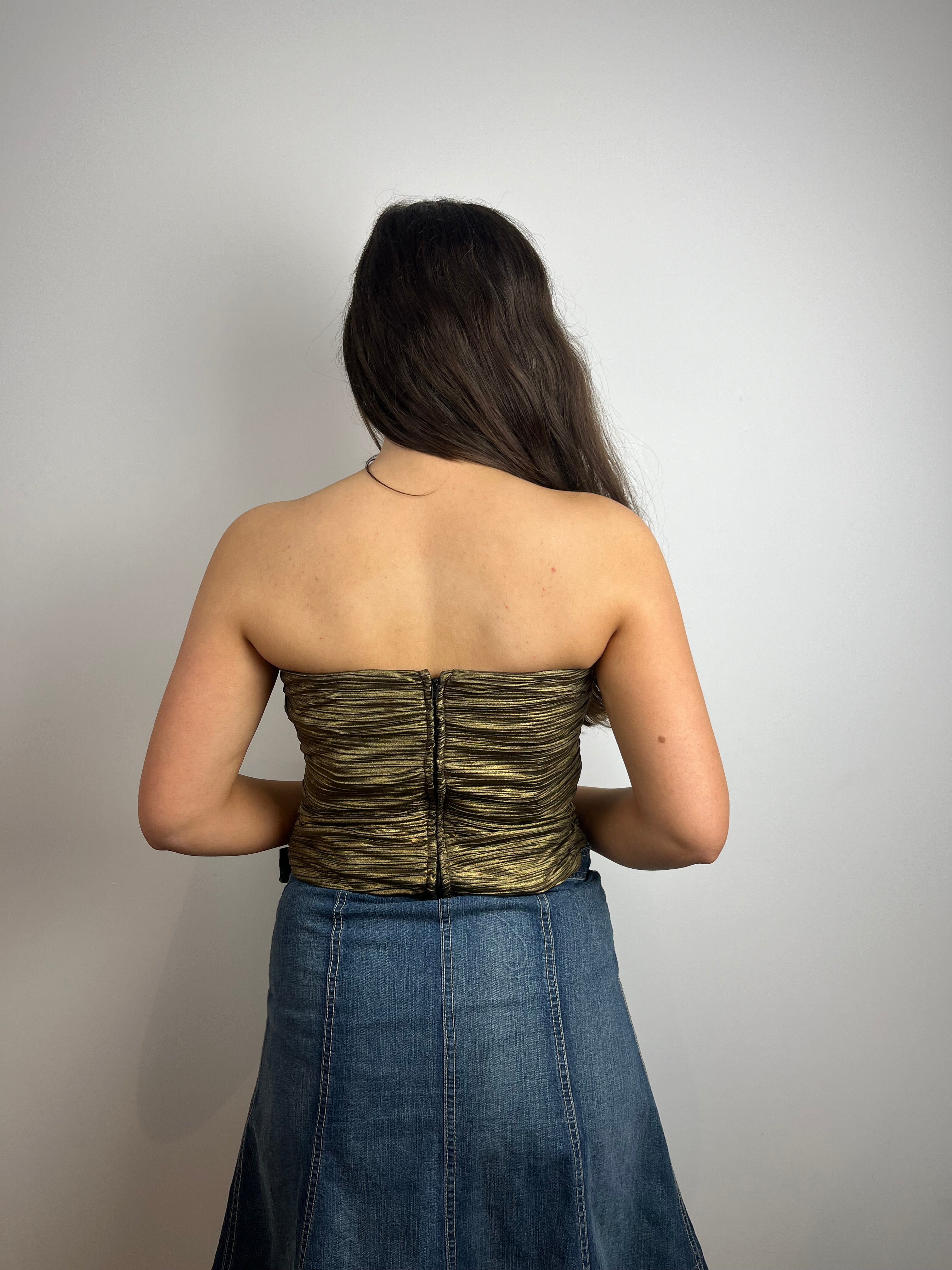 Vintage gold y2k strapless top