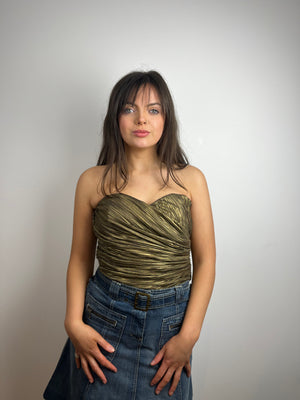 Vintage gold y2k strapless top