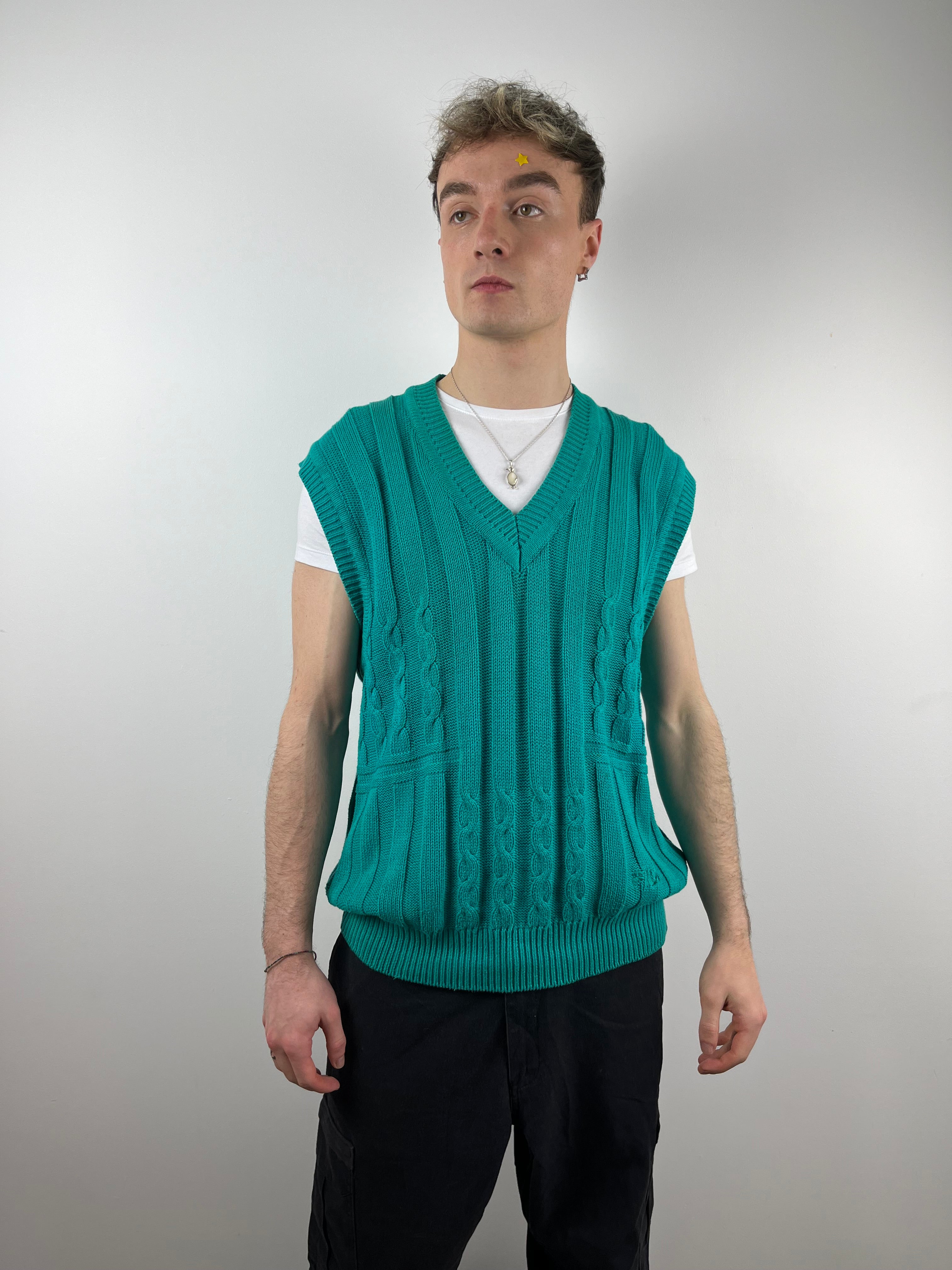 Vintage green Fila knit vest