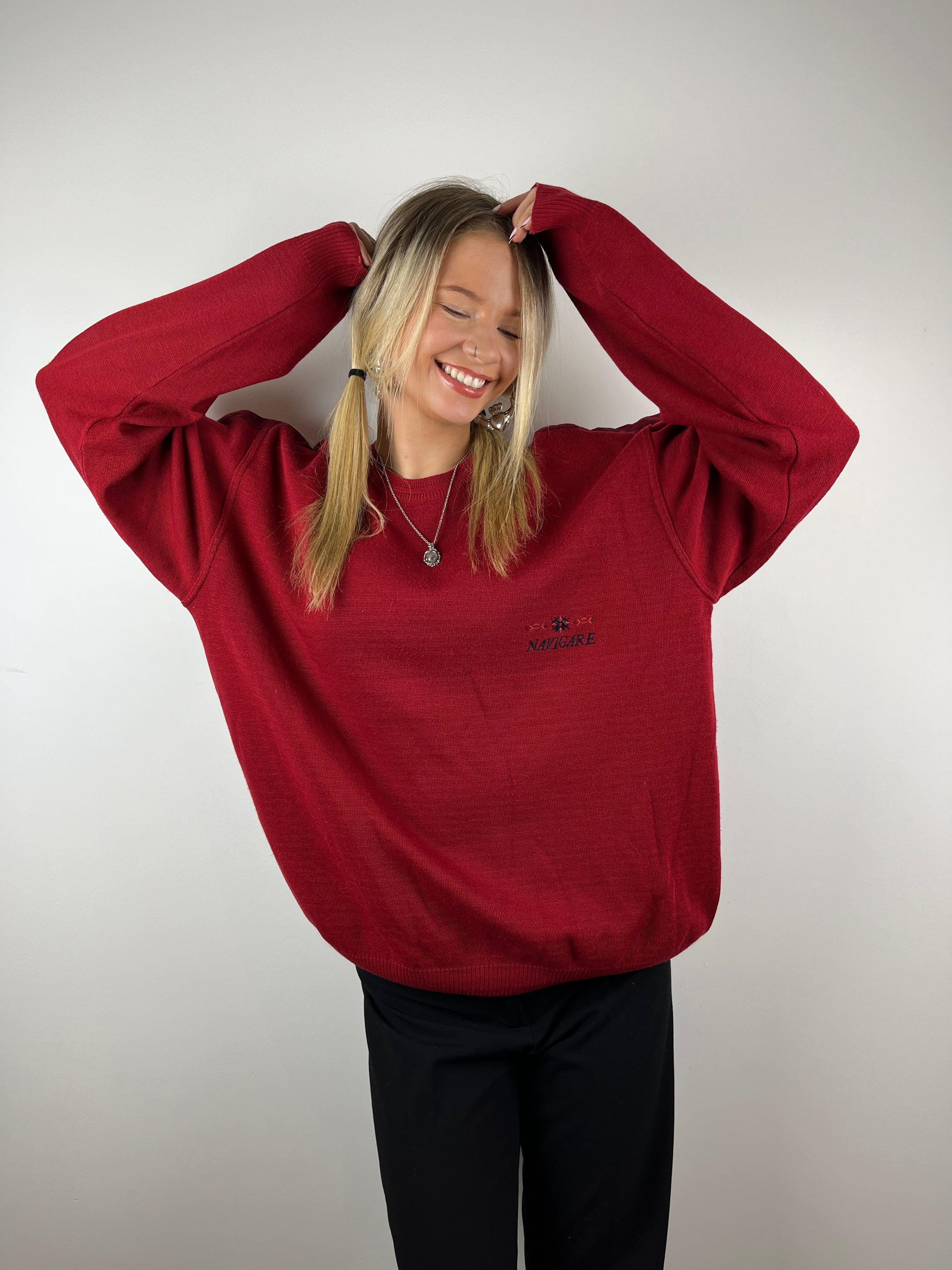 Vintage red navigator knit sweater 