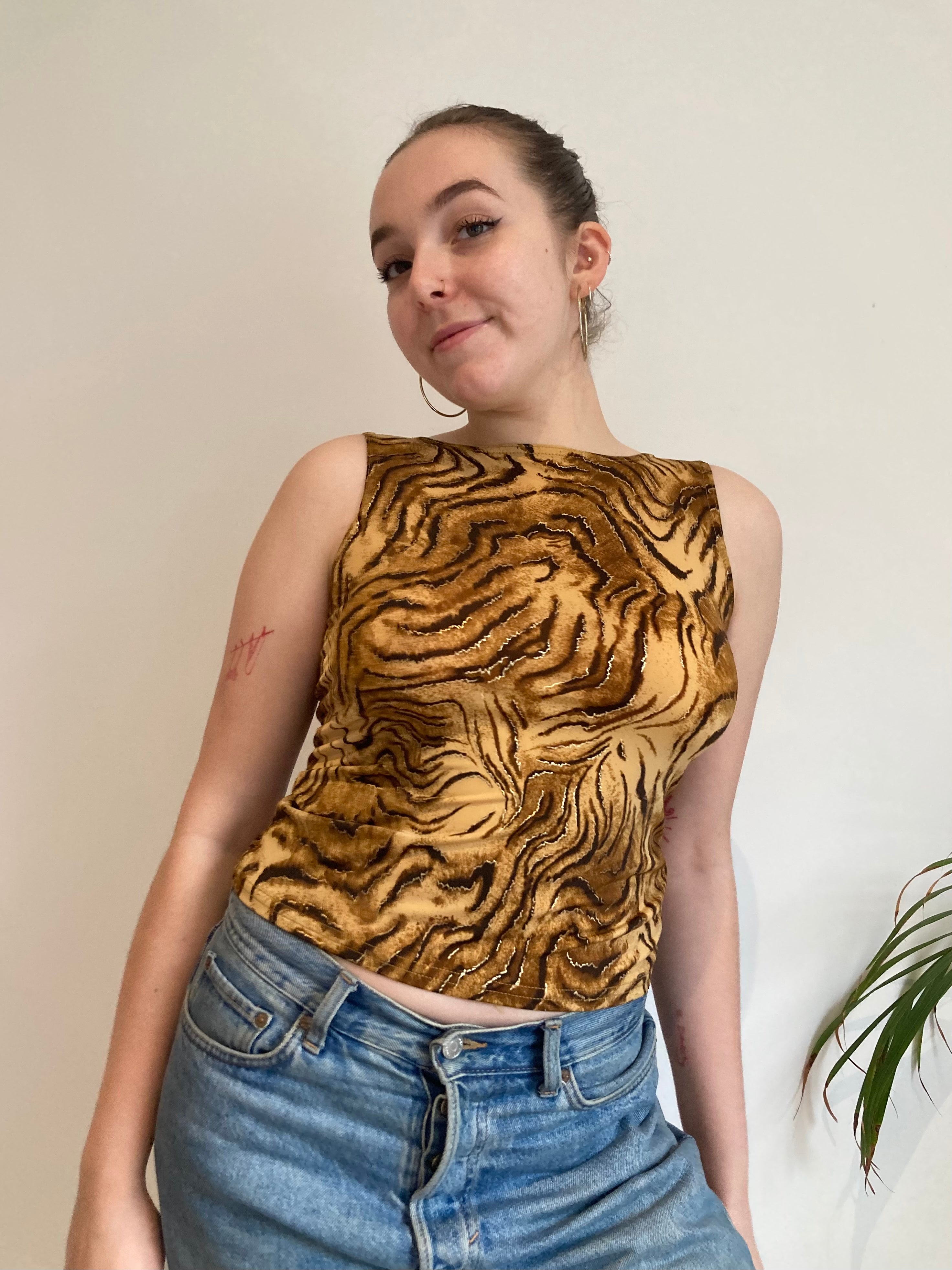 Vintage tiger print top y2k