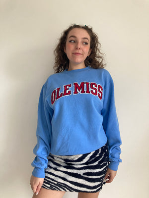 vintage baby blue ole miss college sweatshirt