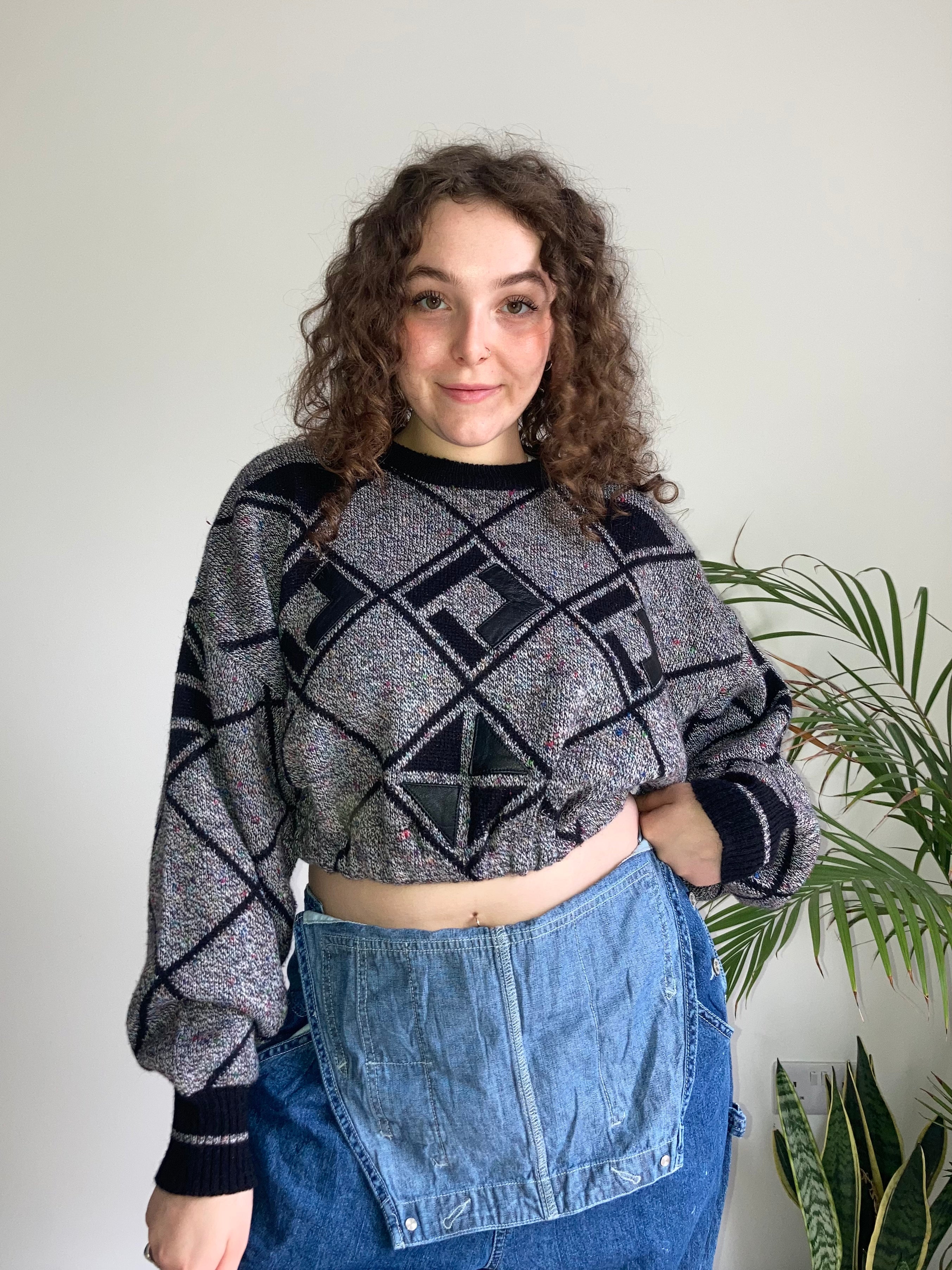 vintage marl remade cropped knit jumper