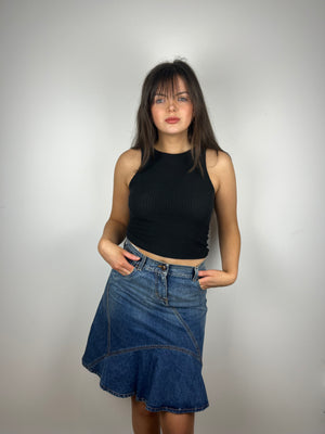 Vintage Y2K asymmetrical denim skirt