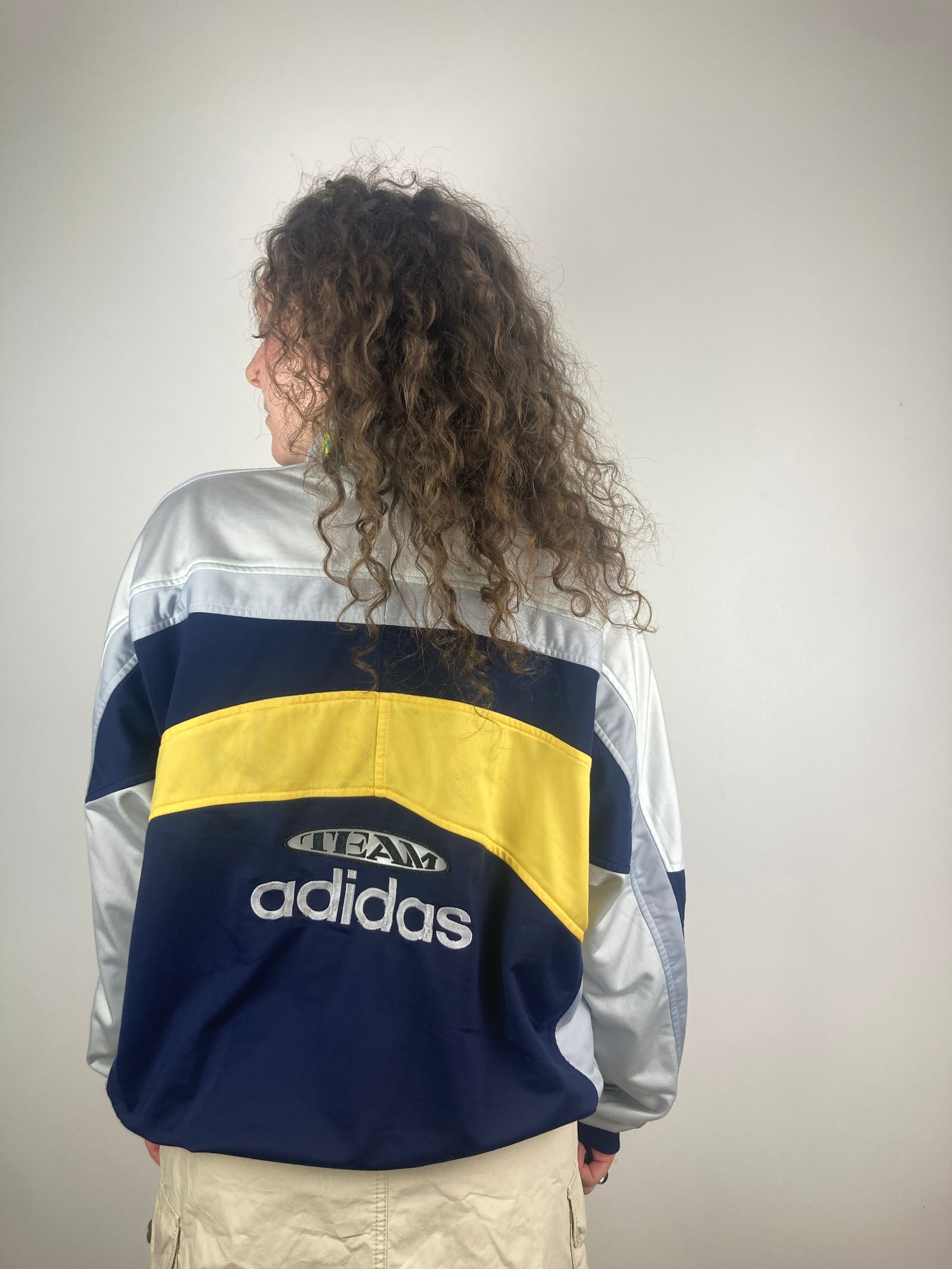 Vintage yellow navy adidas sports jacket