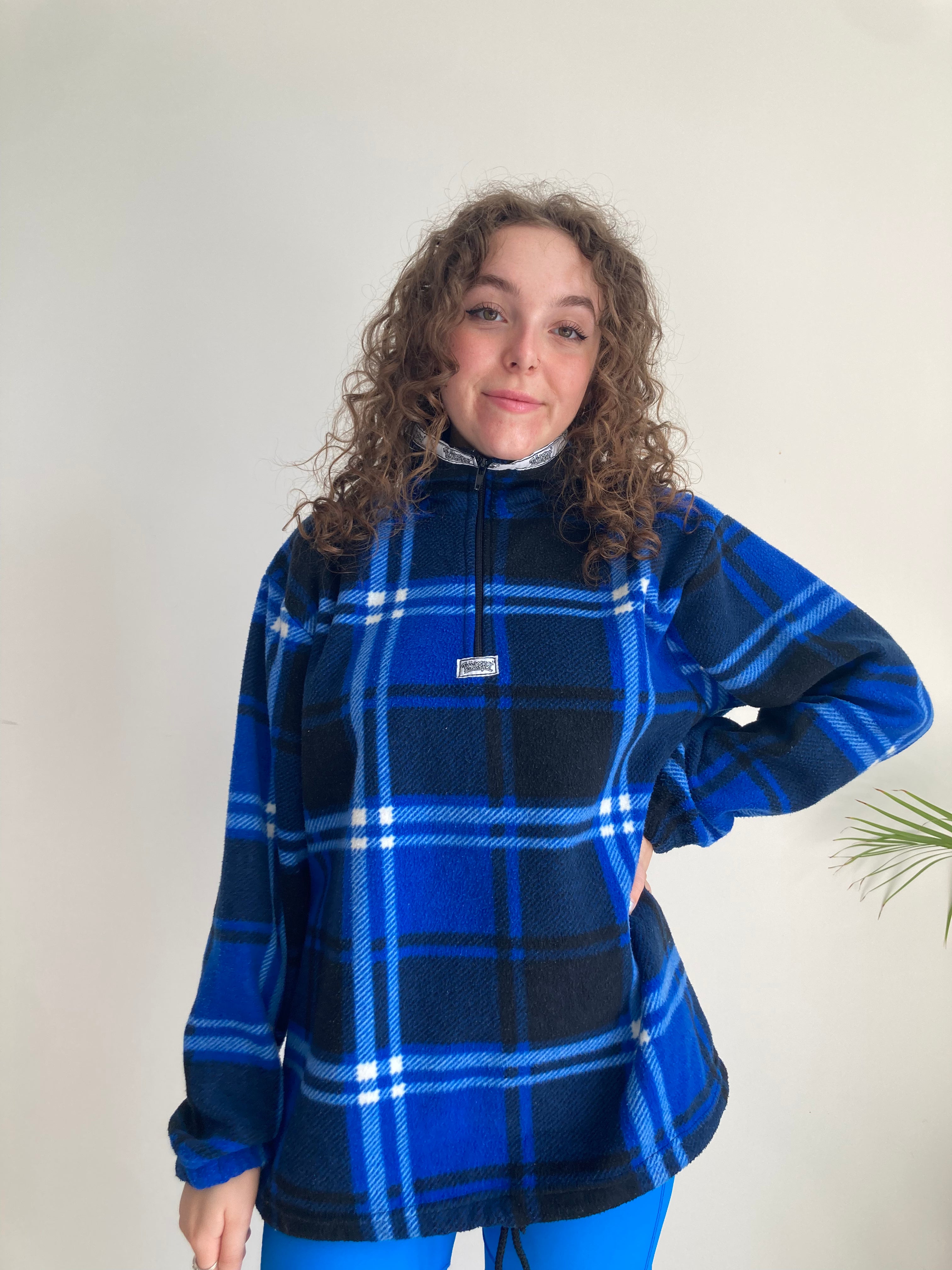 blue tartan vintage fleece