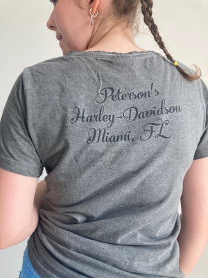 grey vintage rhinestone harley davidson tshirt