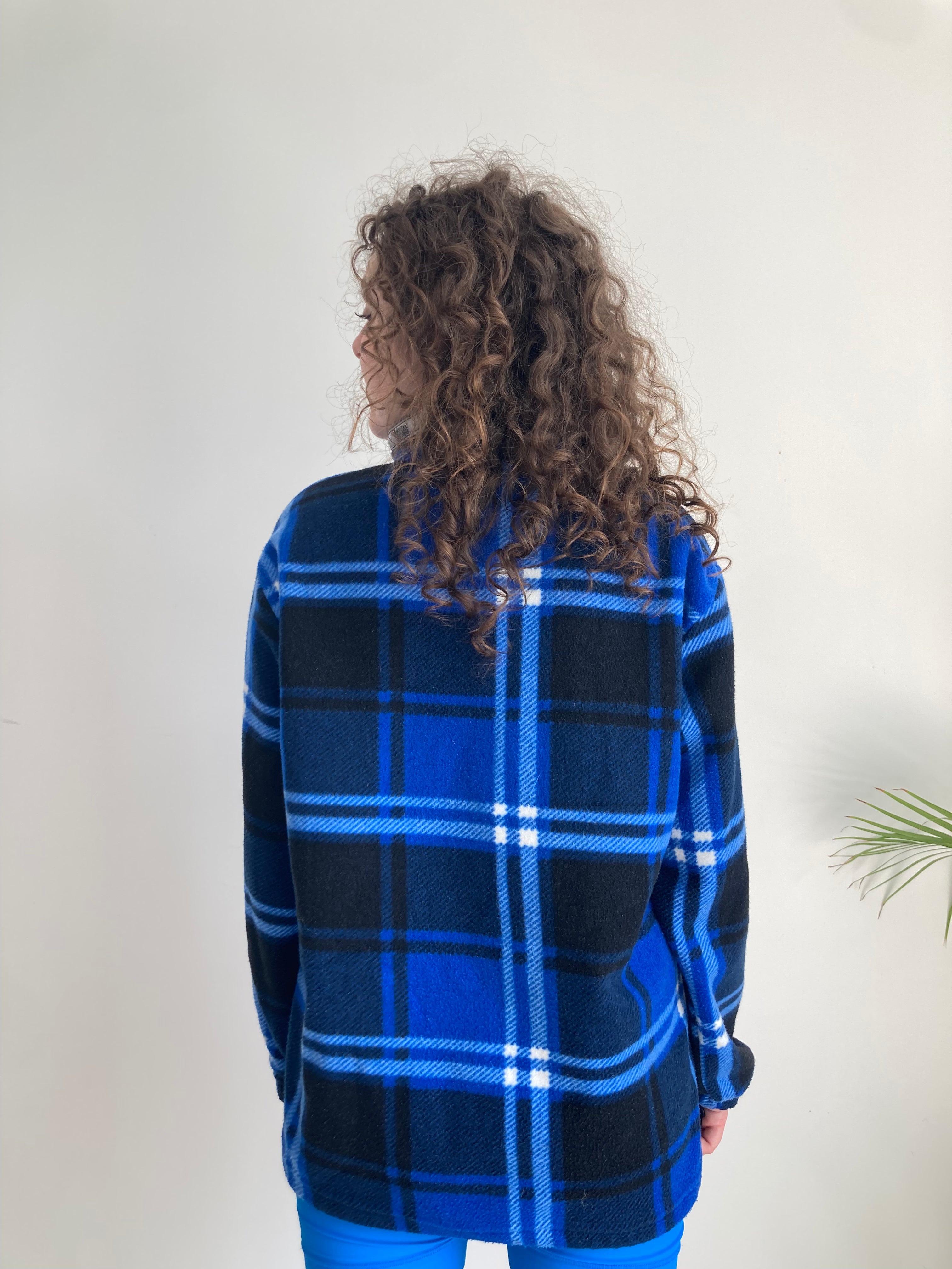 blue tartan vintage fleece