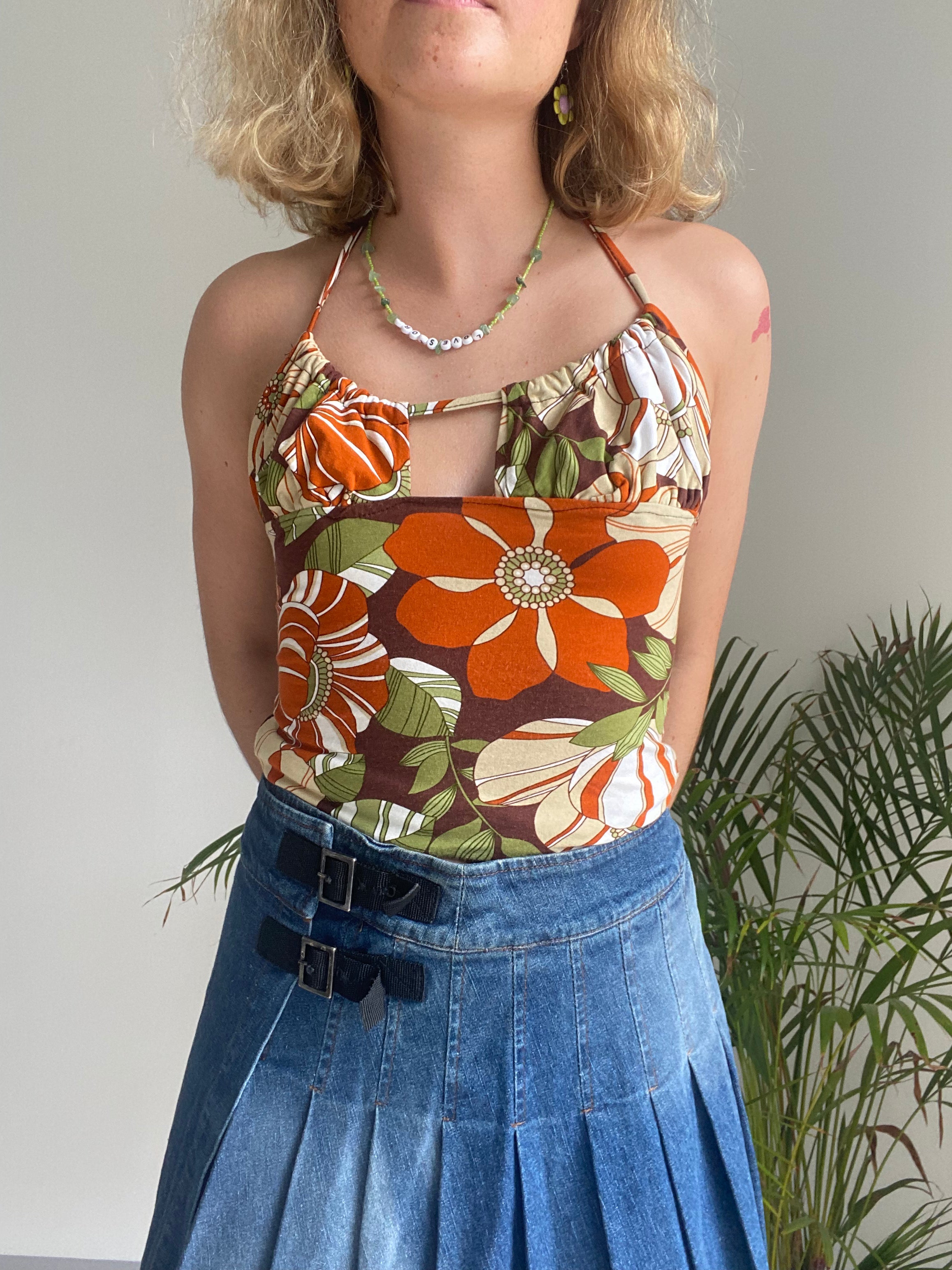 Vintage Halter Neck Floral Top (S-M)