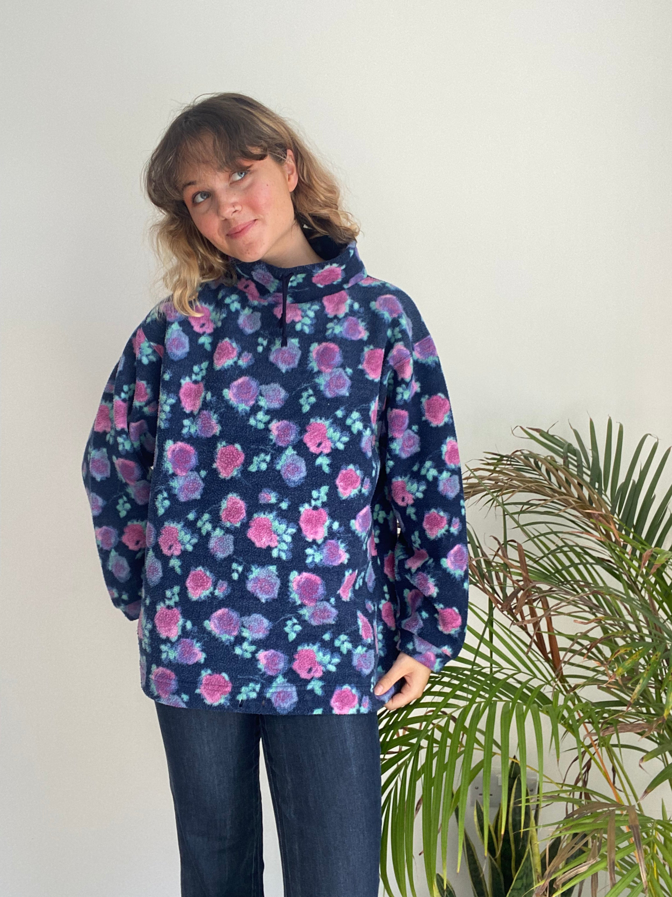 Vintage High-Neck Floral Fleece (L)