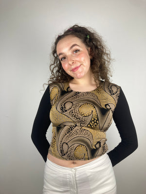 vintage y2k brown longsleeve stretchy top