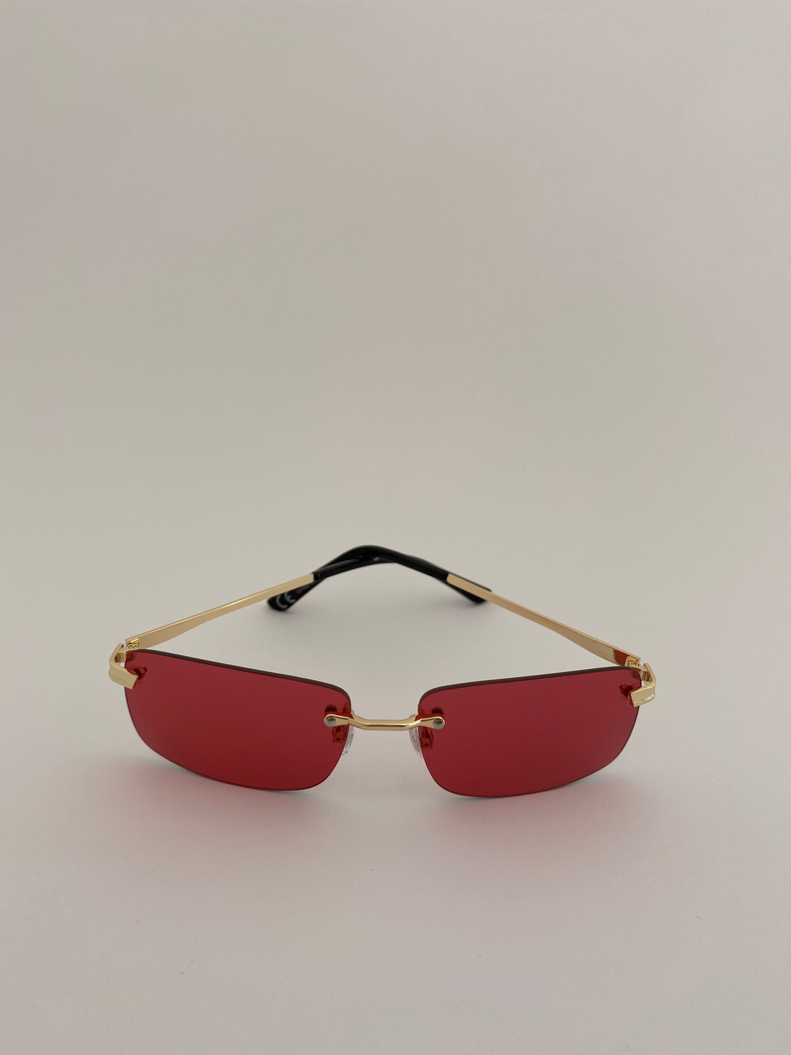 Red Rimless Sunglasses