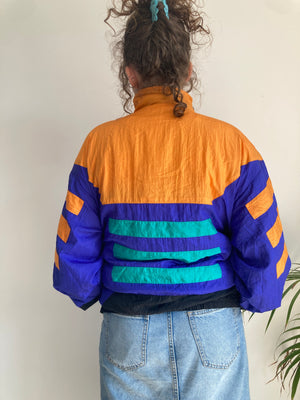 orange and blue vintage sports jacket