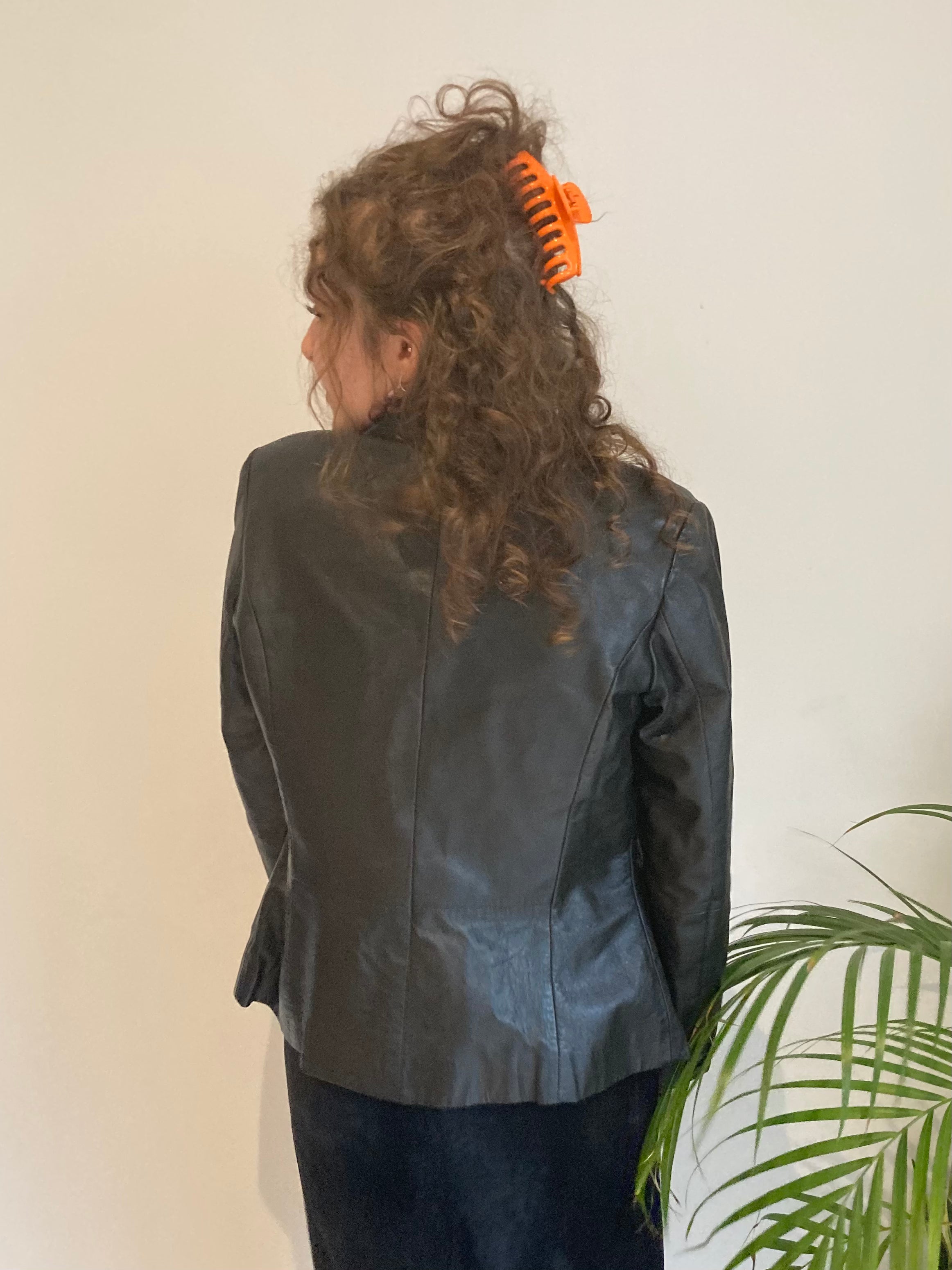 black leather vintage blazer 