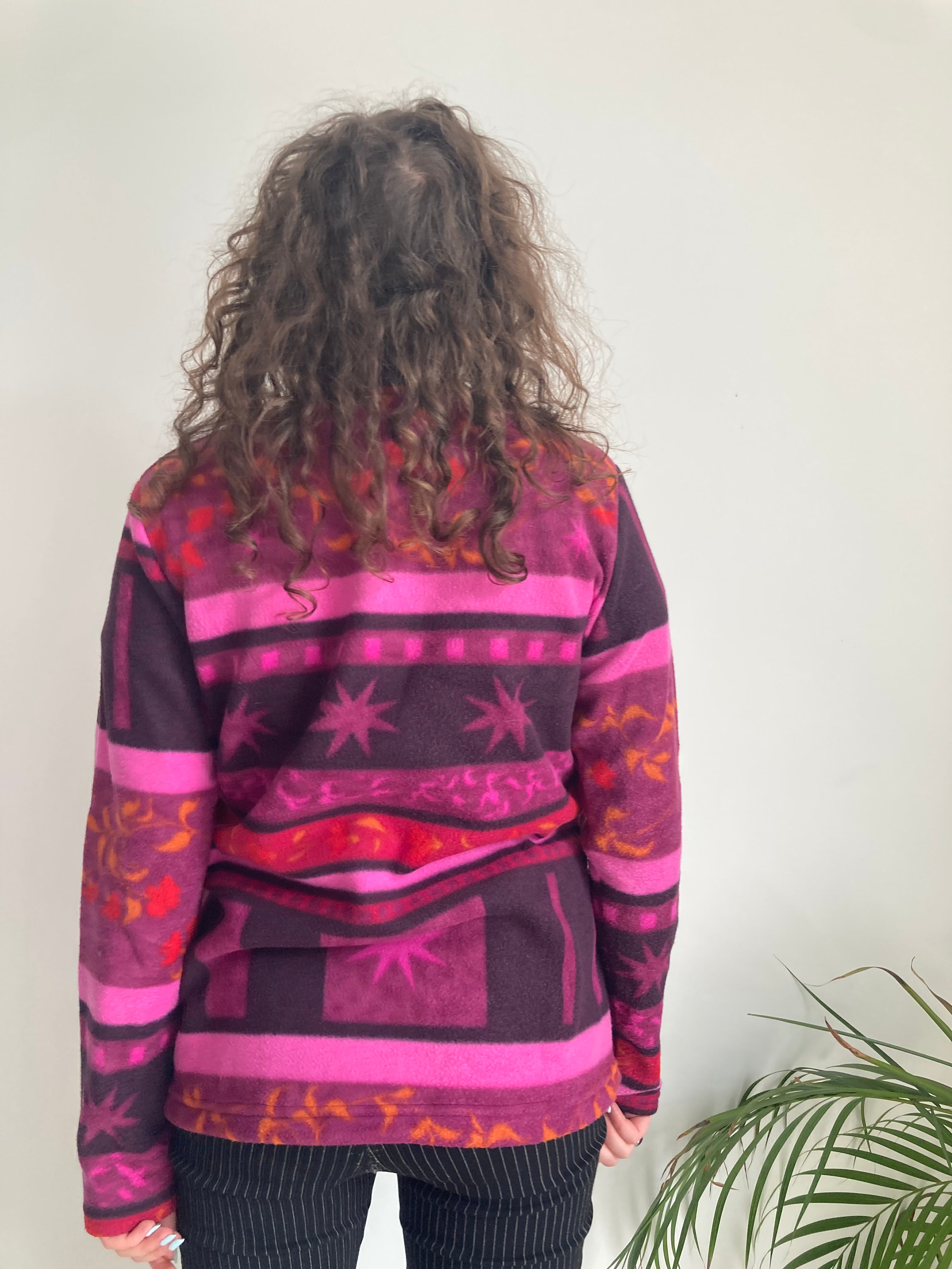 Vintage Pink Floral Print Fleece (M)