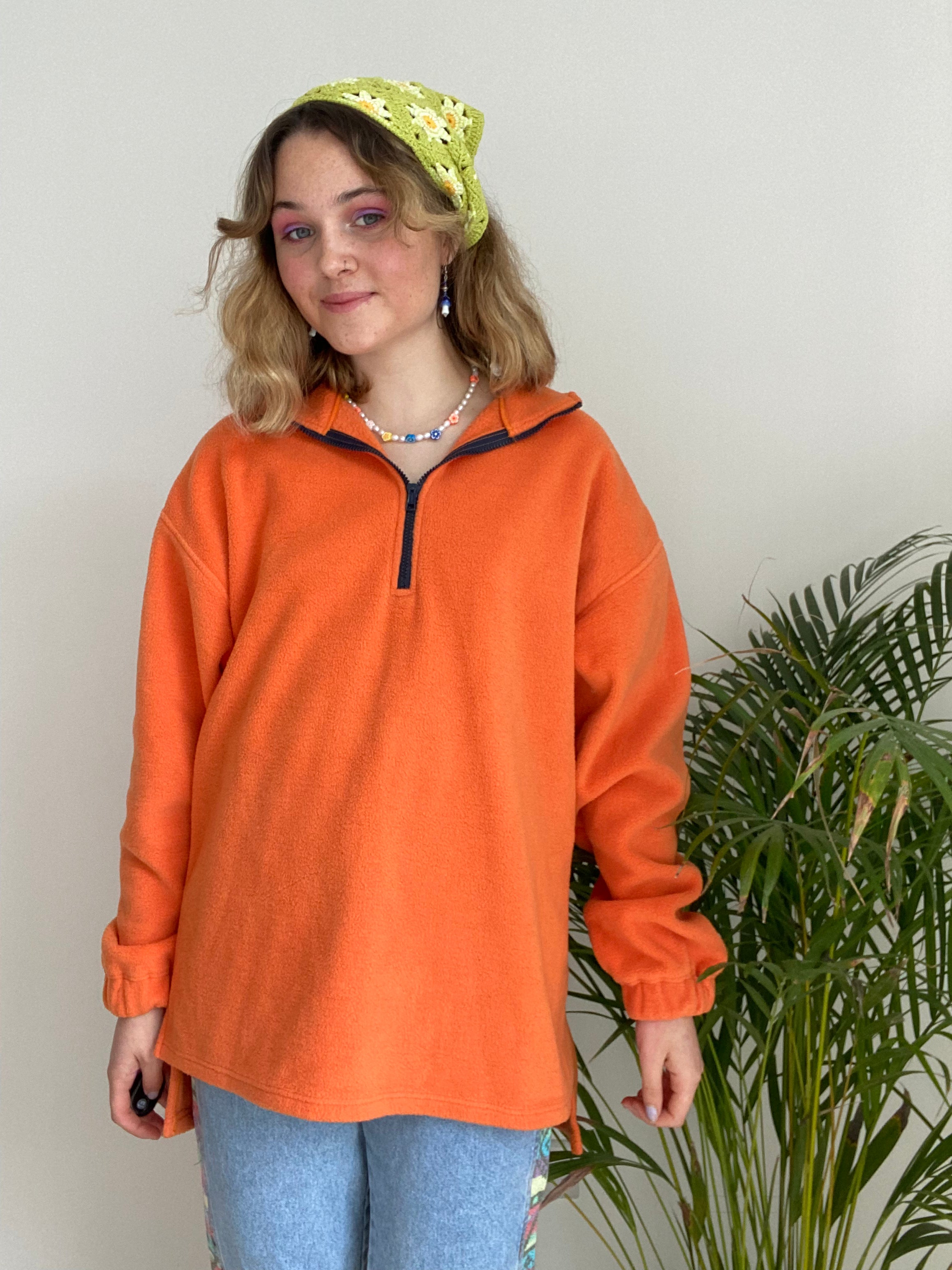 orange sony fleece  size large