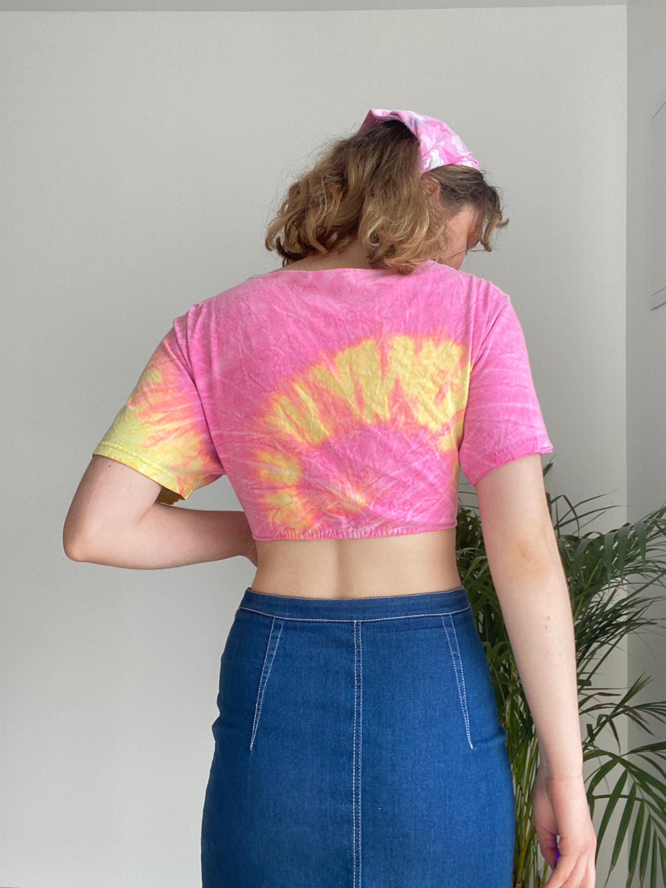 Pink and Yellow Tie Dye Top