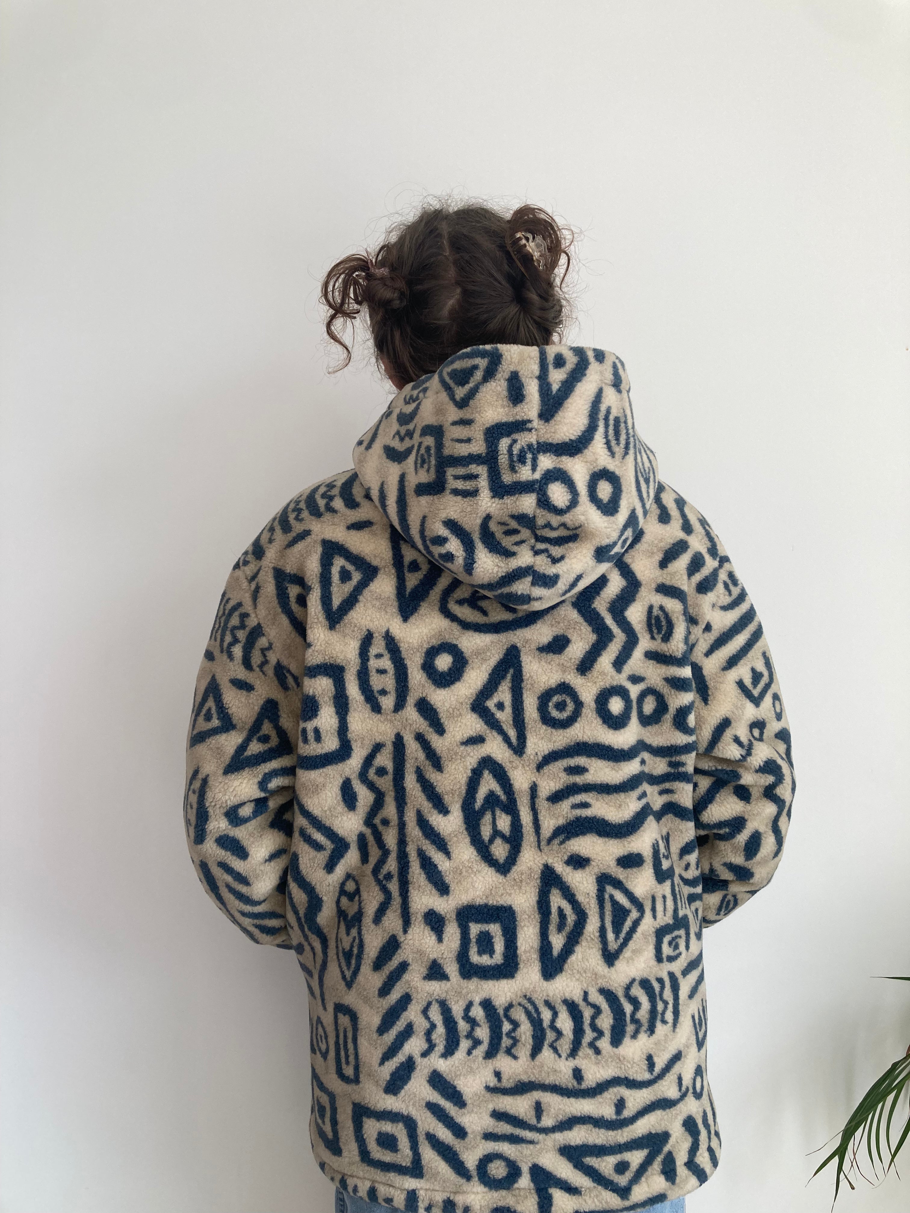 vintage hooded fleece jacket