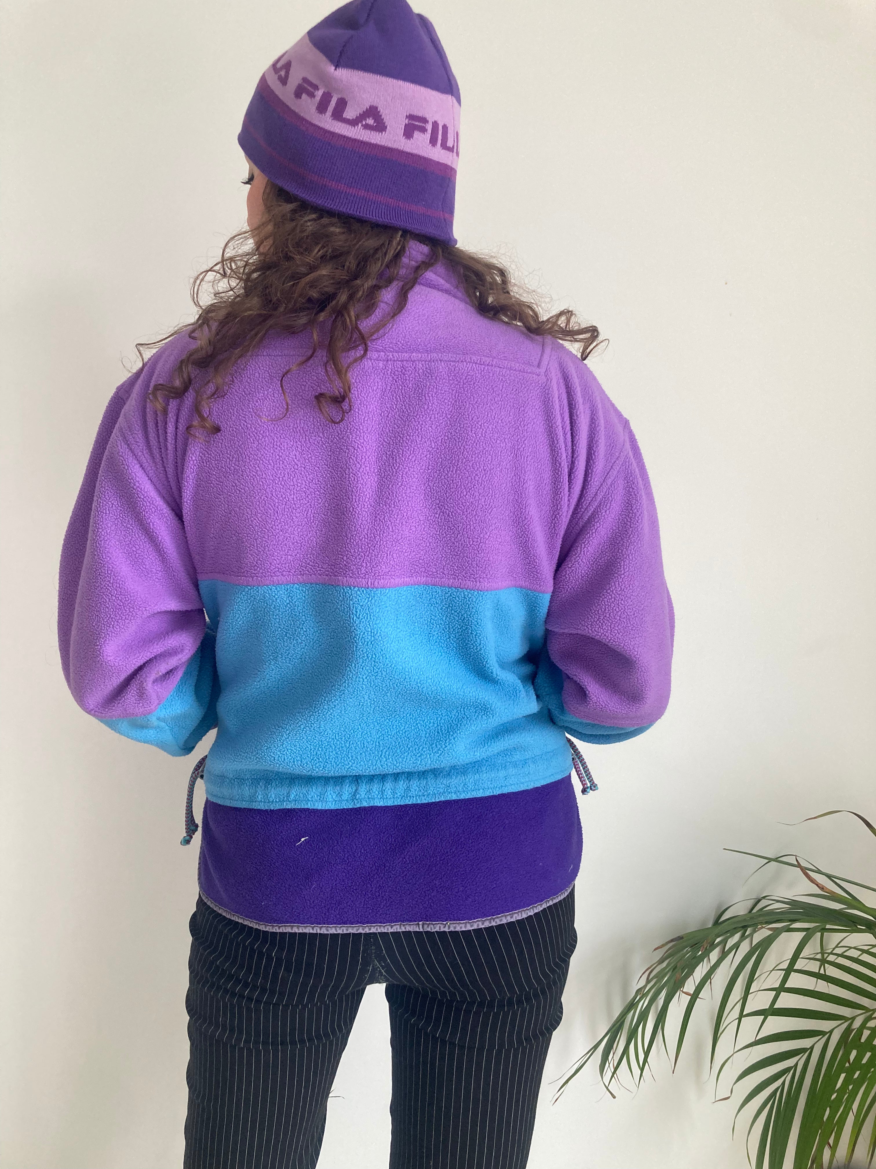 lilac and blue halfzip vintage fleece