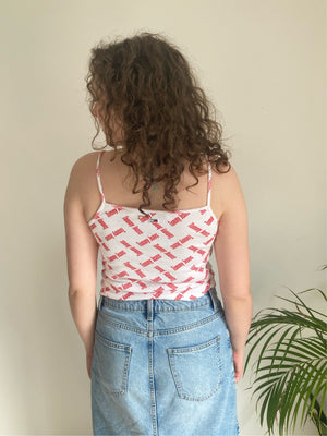 white and red tommy hilfiger tank top